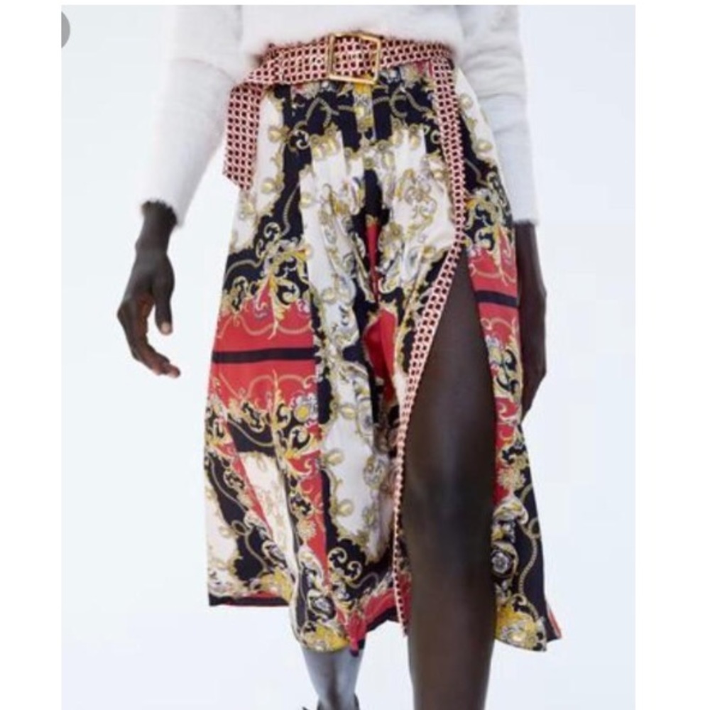 Zara Chain print, pleated skirt